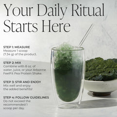 BeWell Greens ingredients blend featuring spirulina and chlorella for vibrant color.