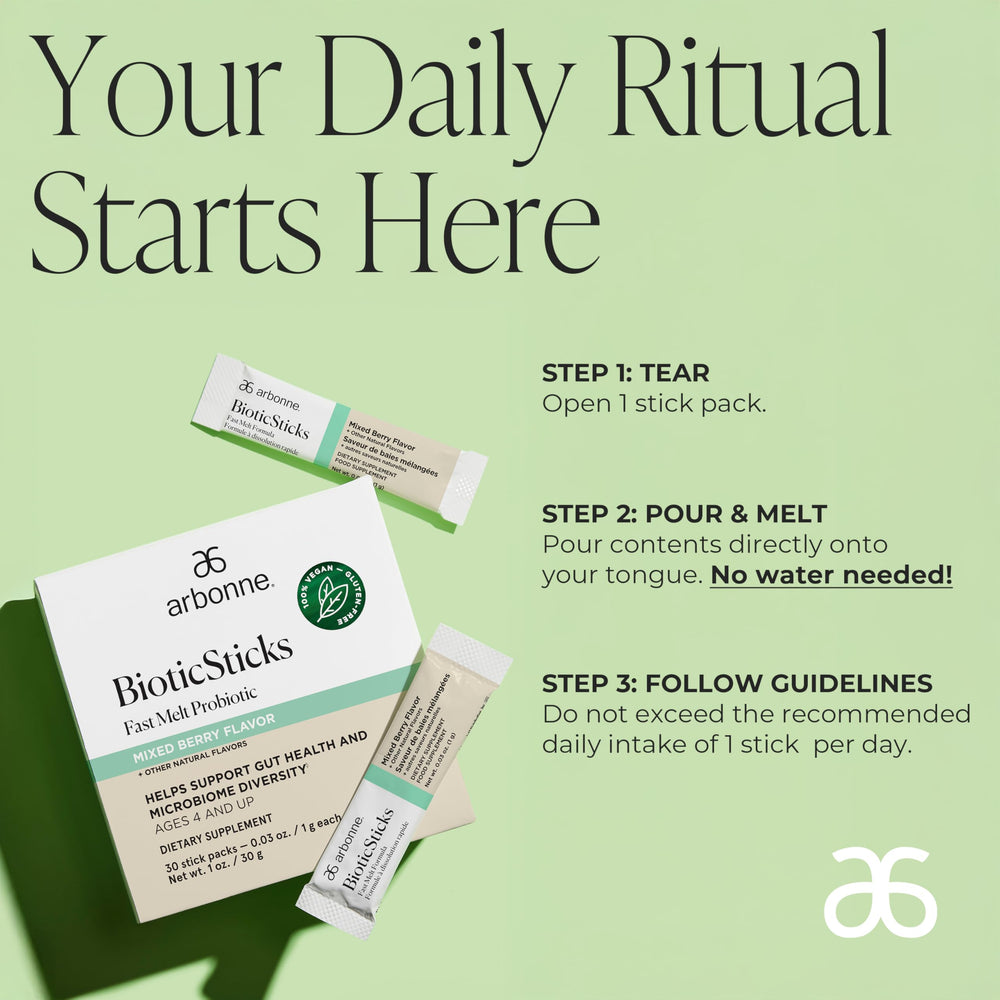 Arbonne BioticSticks are vegan, gluten-free, non-GMO and dairy-free.