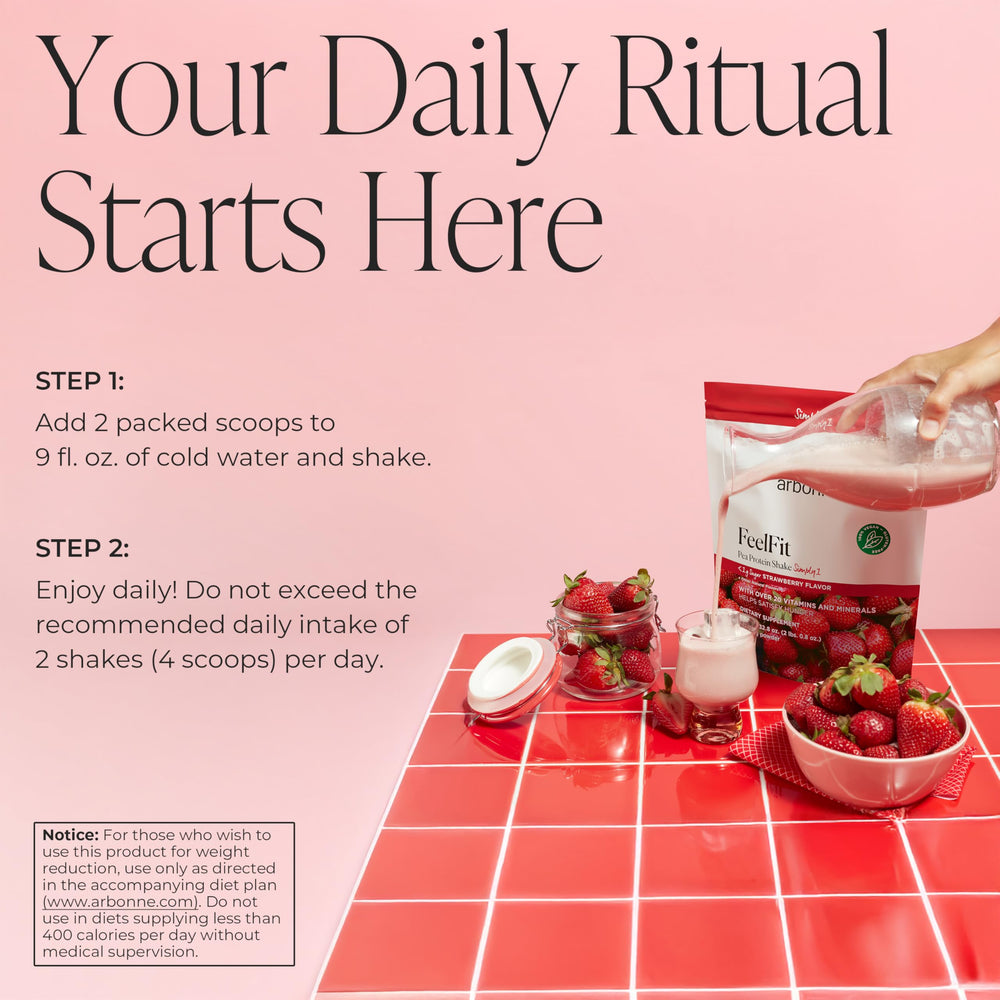 Arbonne FeelFit blended beverage showing smooth dairy free protein shake