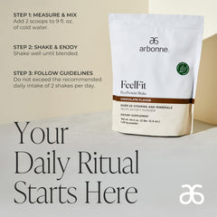 Arbonne Feelfit shake ingredients label showing 24 vitamins and minerals
