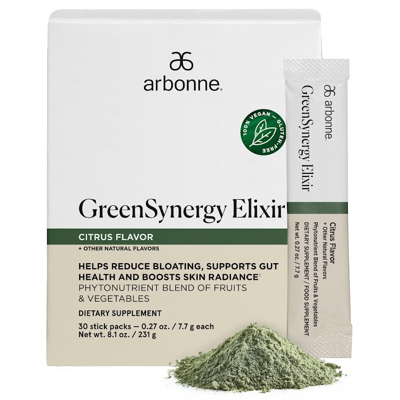 Arbonne GreenSynergy Elixir citrus stick pack for on-the-go nutrition and digestion support