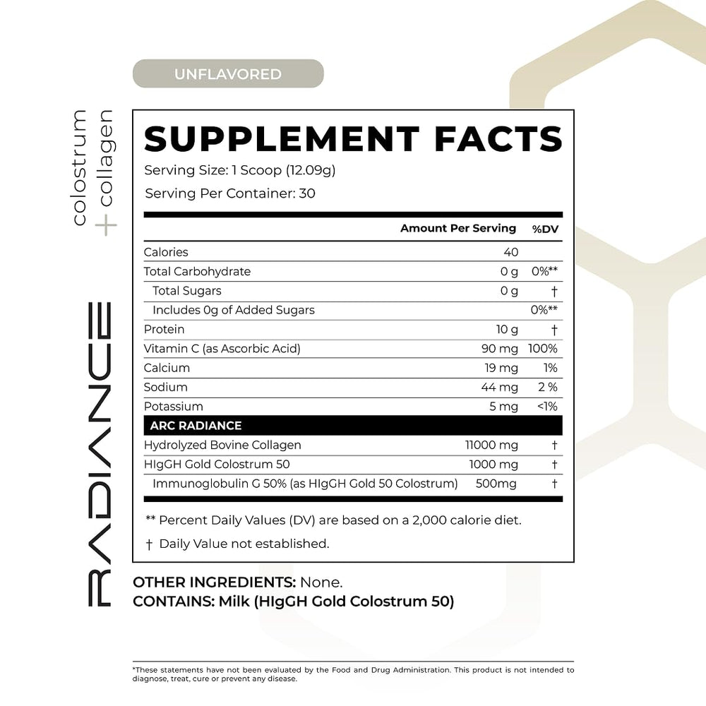 ARC Radiance serving scoop depicted for precise daily dosage and consistent results