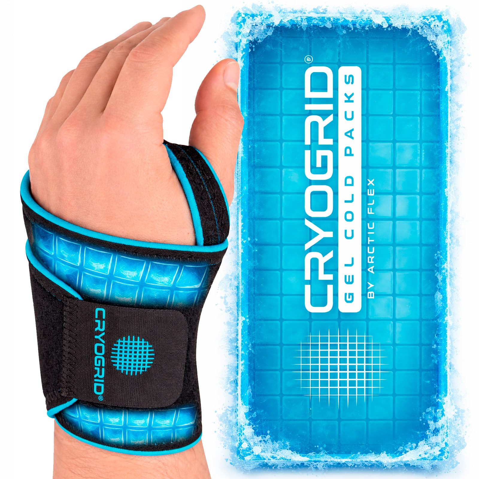 Arctic Flex Cryogrid Wrist Ice Wrap Left provides targeted cold therapy for left-wrist relief.