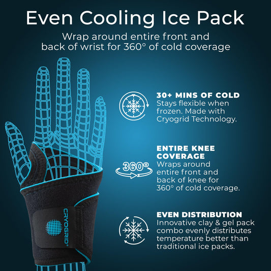 Arctic Flex Cryogrid Wrist Ice Wrap Right delivers balanced cooling for right-wrist comfort.