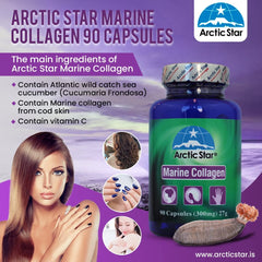 Arctic Star Marine Collagen ingredients chart shows sea cucumber and cod sources