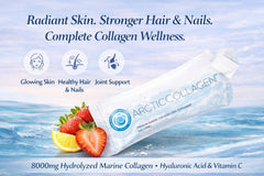 ARCTICCOLLAGEN strawberry liquid sachets on-the-go for busy days.
