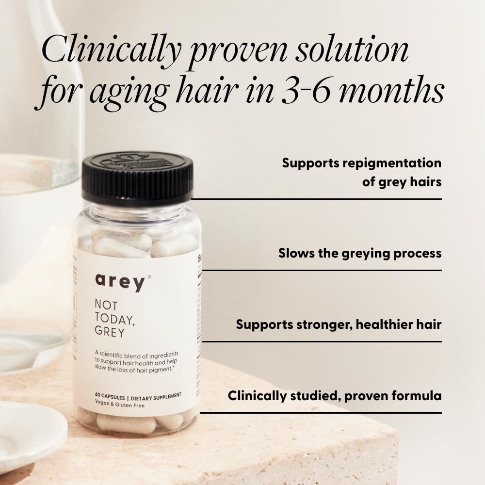 Arey Not Today grey daily label close-up highlighting ingredients for hair health