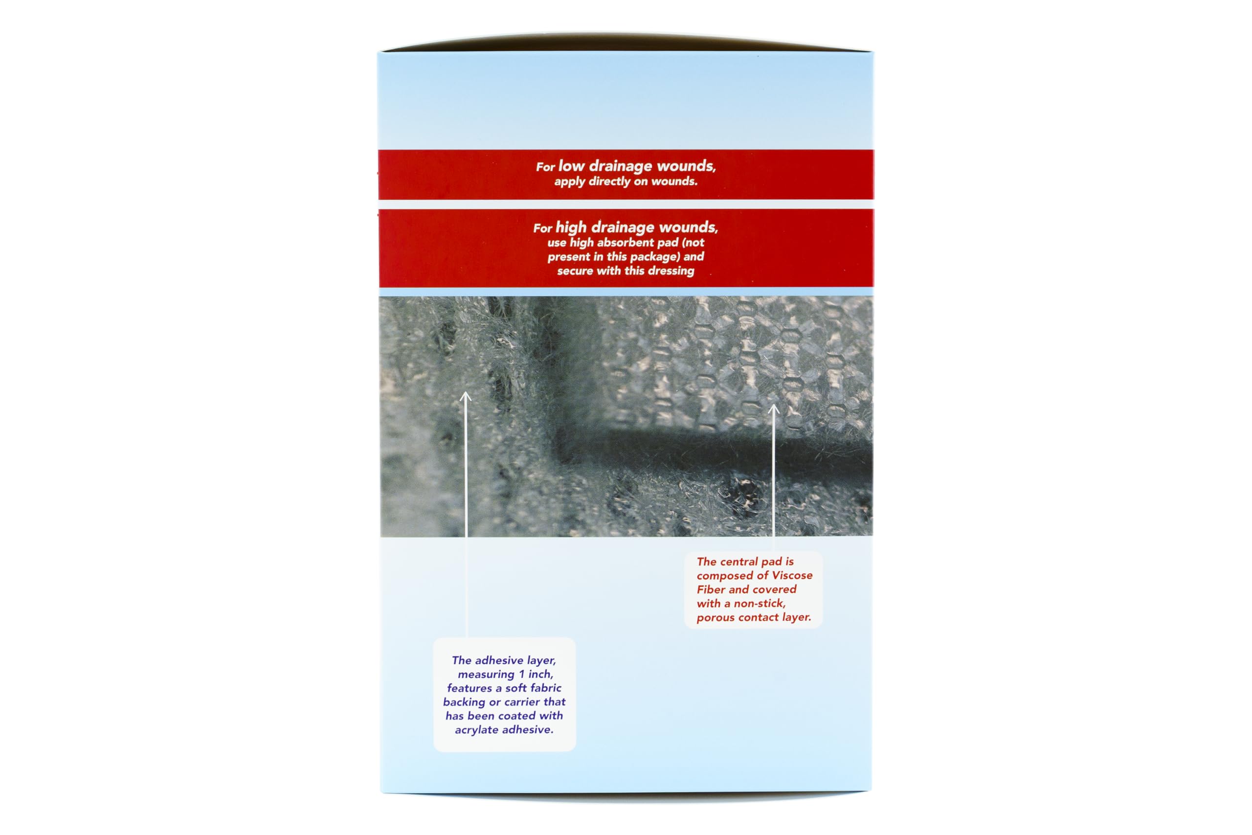 Areza Medical bordered gauze island dressing, latex-free label visible