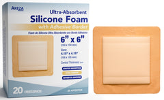 Areza Medical silicone foam dressing 6x6 with waterproof design for wound protection and comfort
