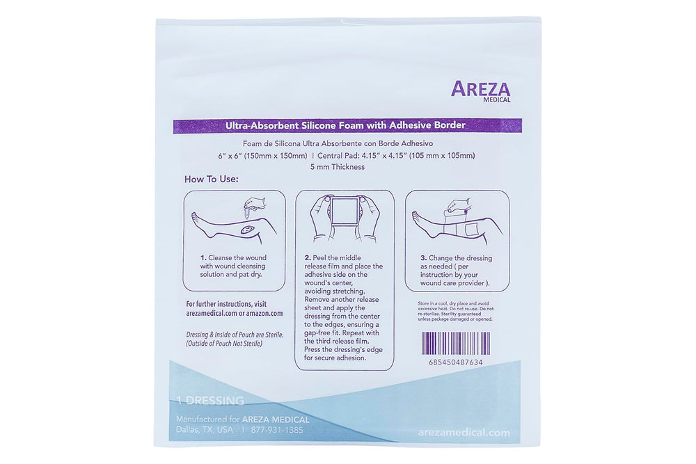 Areza Medical silicone-foam-dressing-6x6 waterproof barrier for wound protection in daily activities