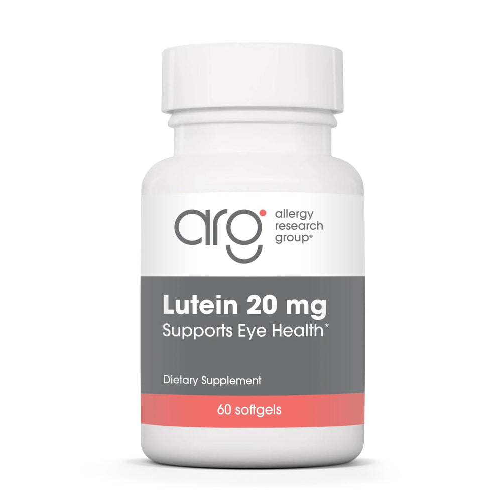 ARG Lutein 20 mg bottle with capsules supporting eye health