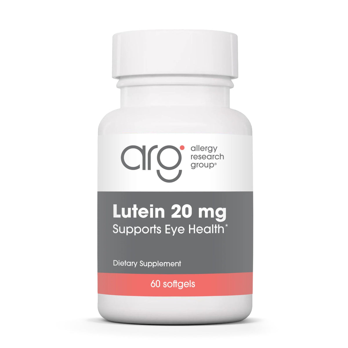 ARG Lutein 20 mg bottle with capsules supporting eye health