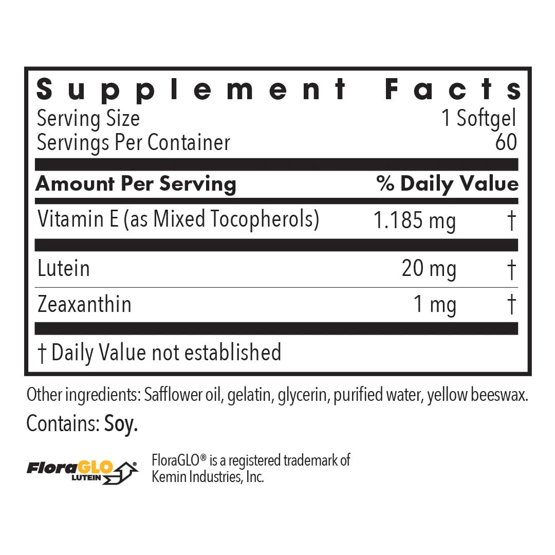 ARG Lutein 20 mg capsules close-up highlighting carotenoids for retina support