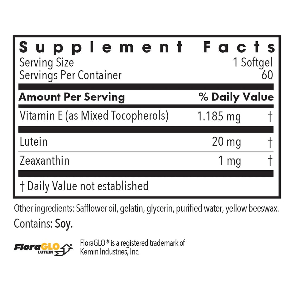 ARG Lutein 20 mg capsules close-up highlighting carotenoids for retina support