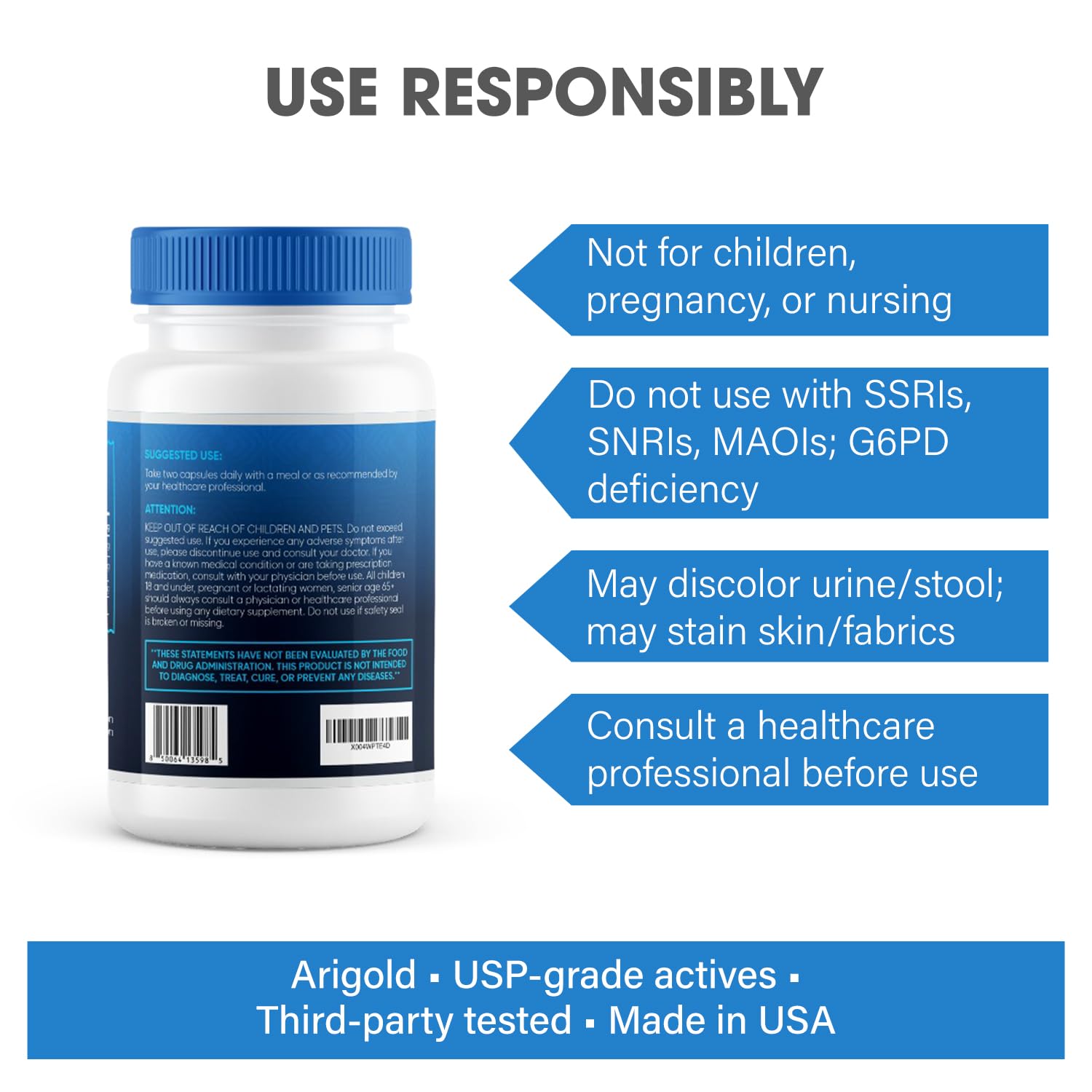 Arigold MB serving two capsules highlights precise 24 mg per serving