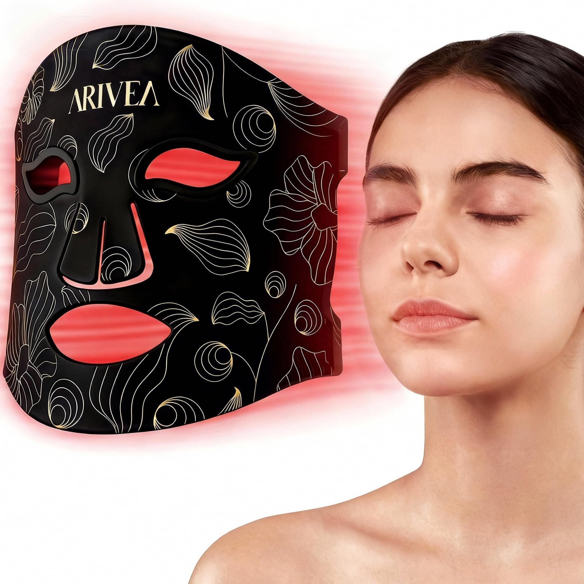 ARIVEA red light mask with full-face coverage for consistent at-home sessions.