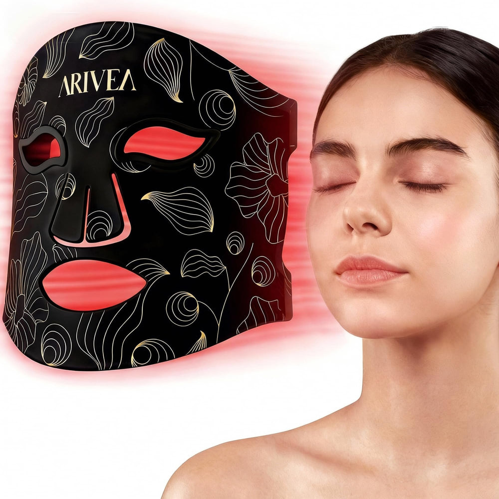 ARIVEA red light mask with full-face coverage for consistent at-home sessions.