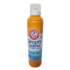 Arm & Hammer Simply Saline Wound Wash spray can for gentle wound cleansing on the go.