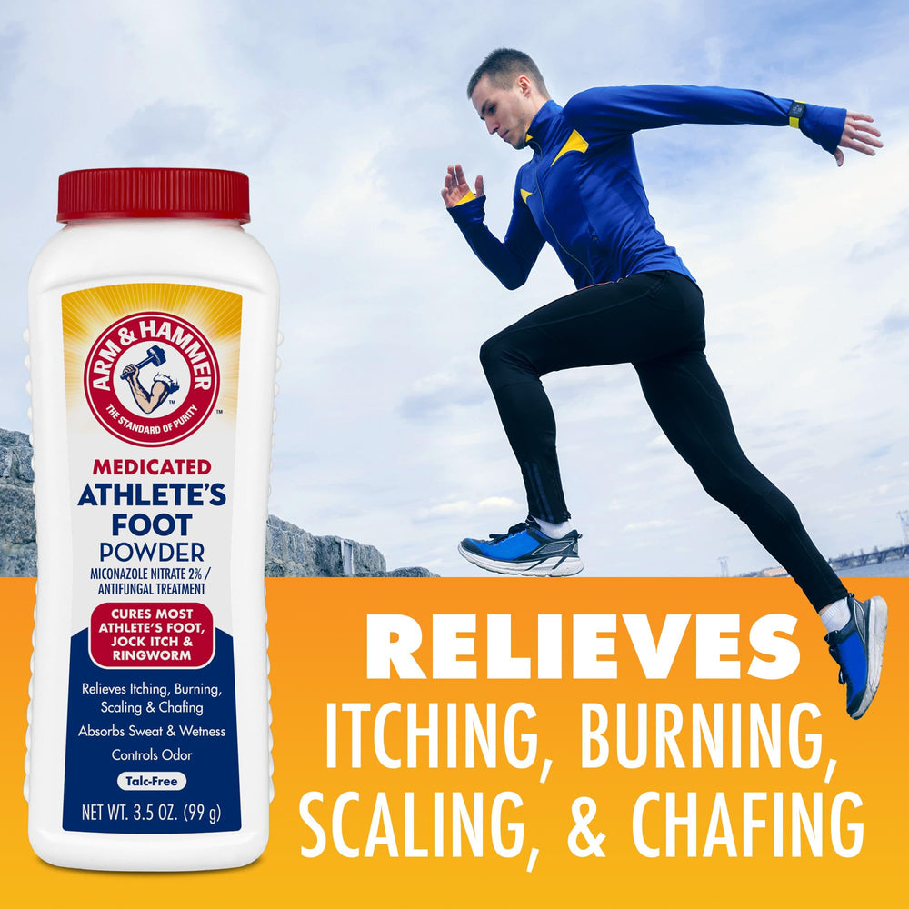 Arm & Hammer foot care routine being used on soles.