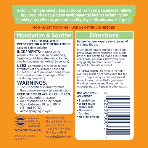 Arm & Hammer Simply Saline Mist storage pouch included for travel.
