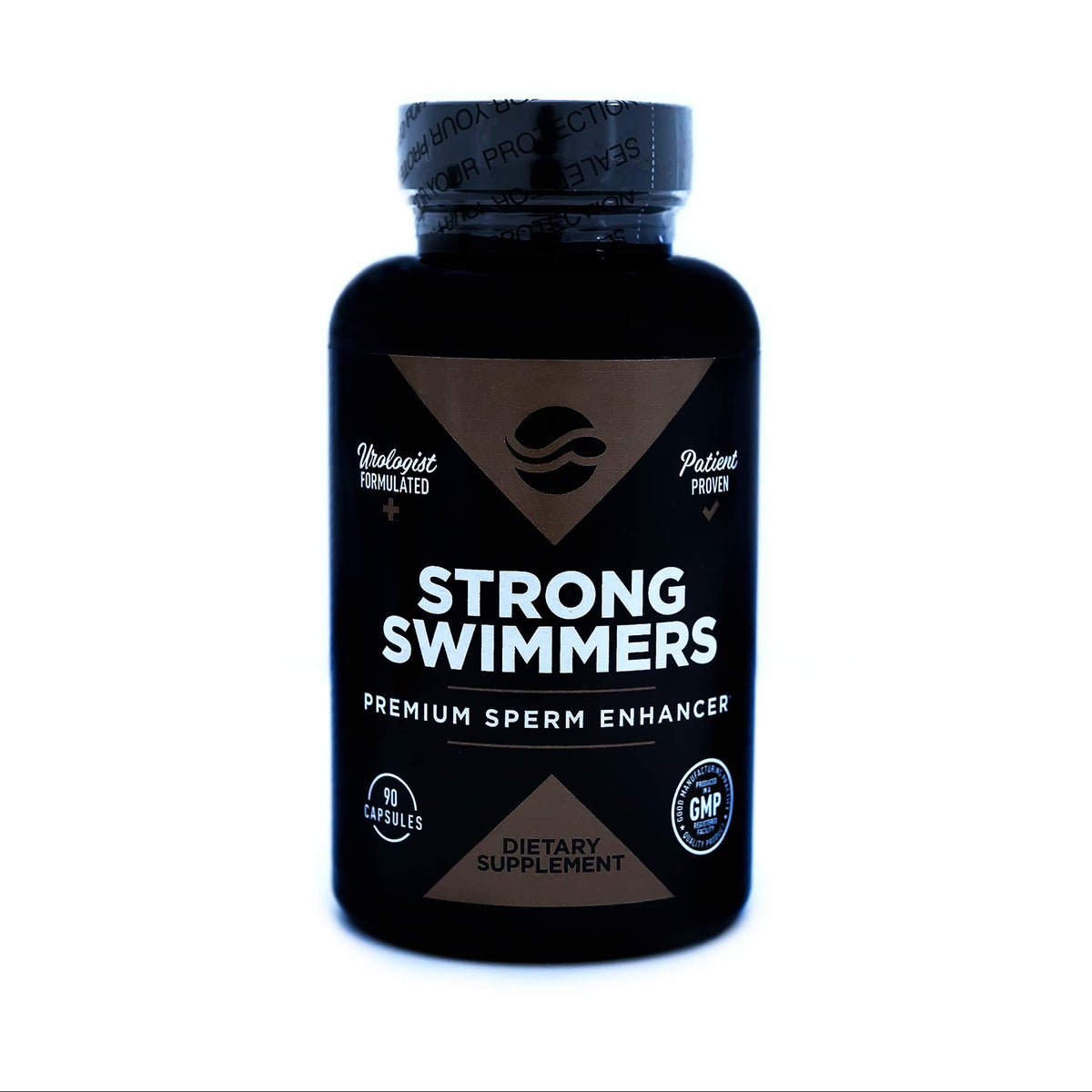 Armor Men's Health Strong Swimmers bottle pour illustrates convenient daily use for reproductive wellness.