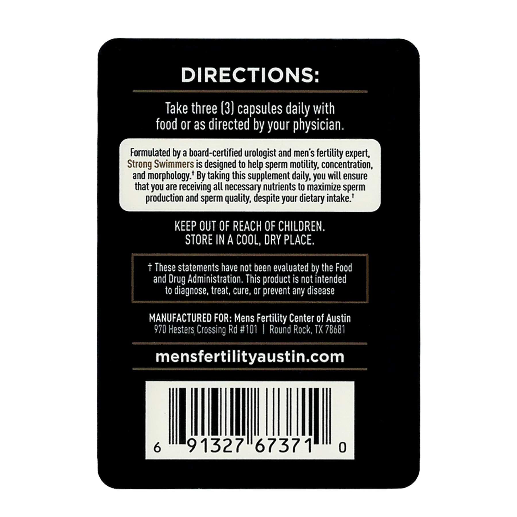 Armor Men's Health Strong Swimmers label emphasizes trusted, physician-backed formulation.