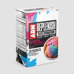 ARN Replenish Elite Hydration rainbow sherbet packet for on-the-go use