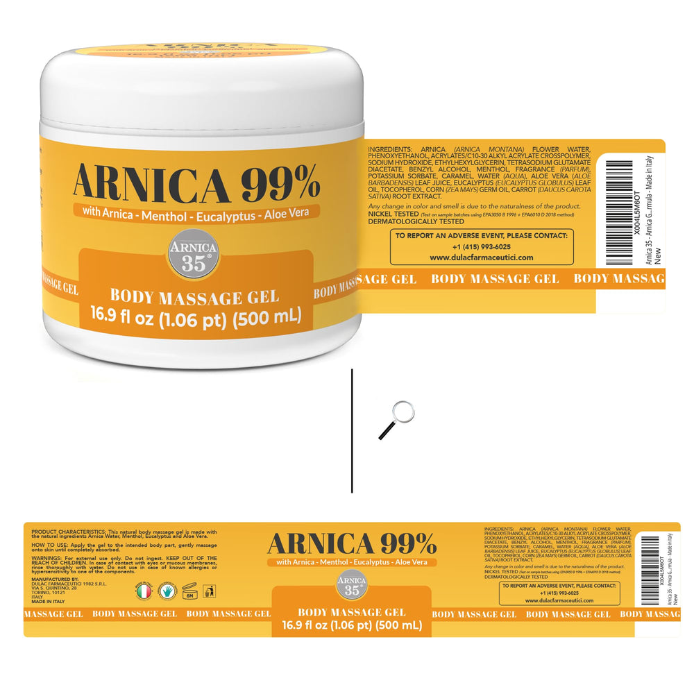 Arnica 35 cosmetic massage gel demonstrates safe external use, not a medication.