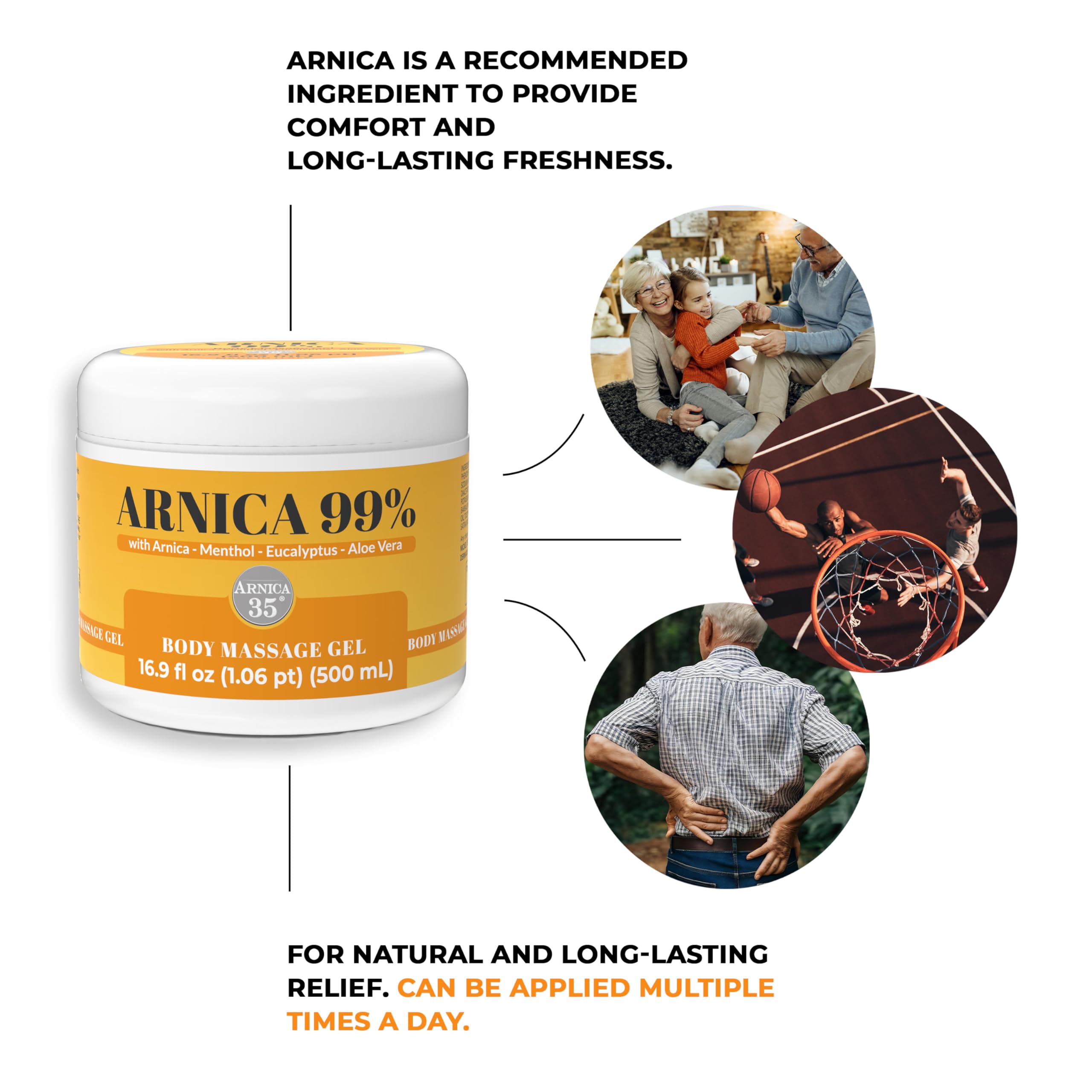 Arnica 35 daily-use on intact skin suited for routine body massages.