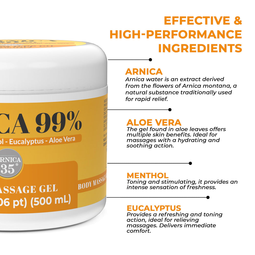 Arnica 35 fast absorption dries quickly for a comfortable massage experience.