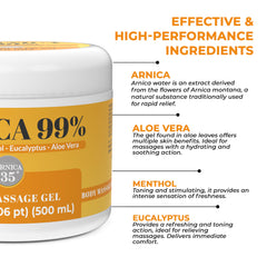 Arnica 35 fast absorption dries quickly for a comfortable massage experience.