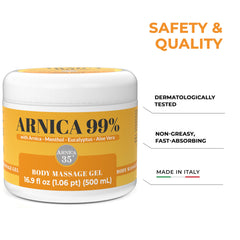Arnica 35 non-greasy finish leaves skin feeling clean after use.
