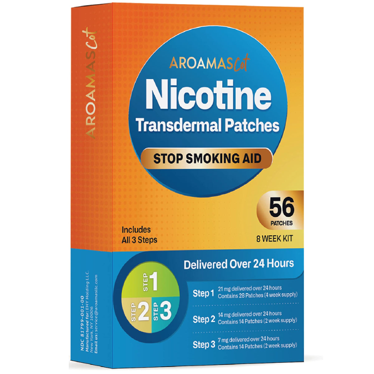 Aroamas Cot nicotine patch on arm provides 24-hour quit-support in daily routine