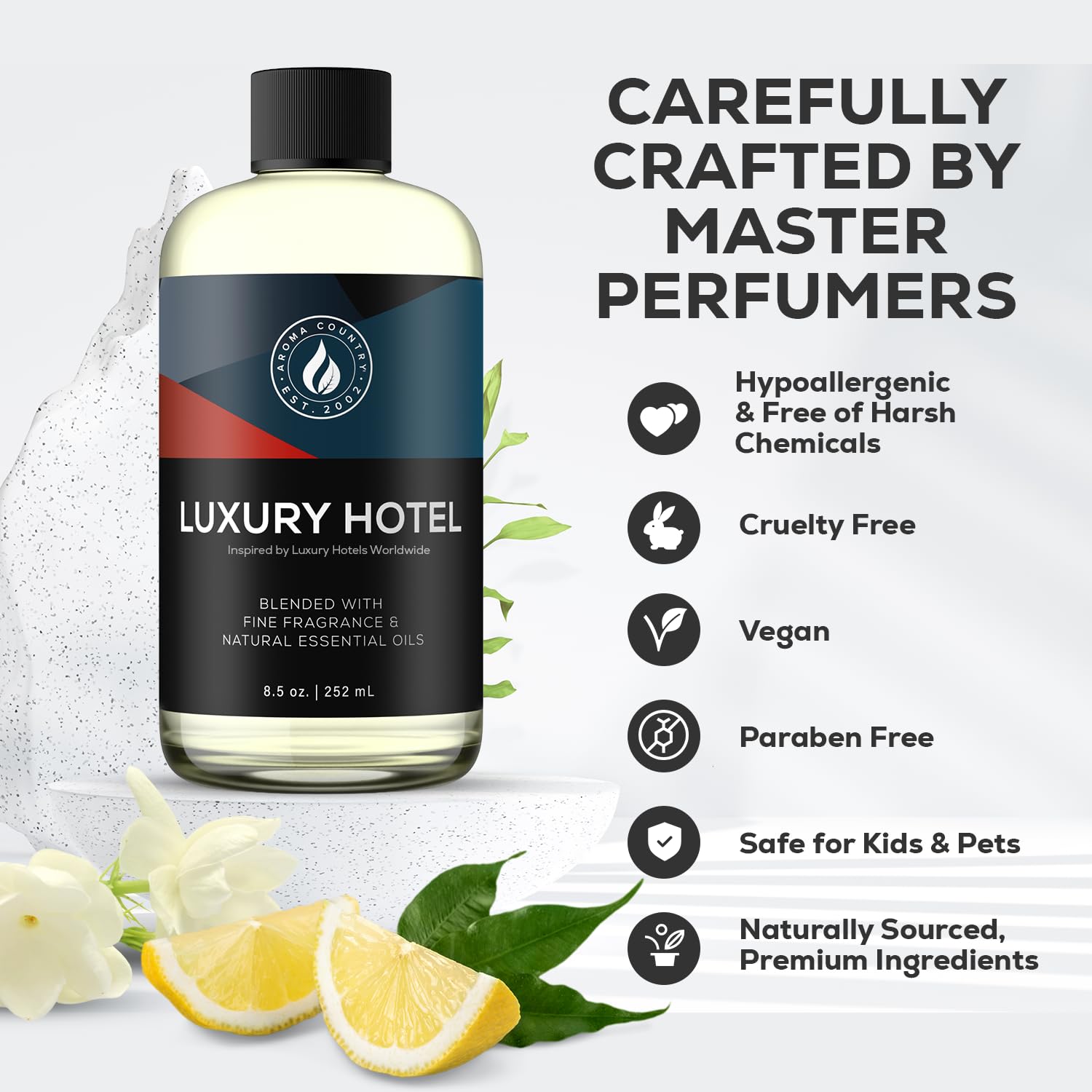 AROMA COUNTRY Ritzy Luxury Hotel Diffuser Oil packaging highlights premium refill