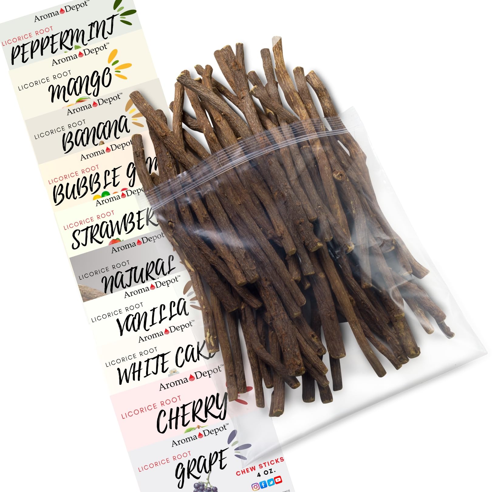 Aroma Depot cherry licorice chew stick with bold fruity profile.