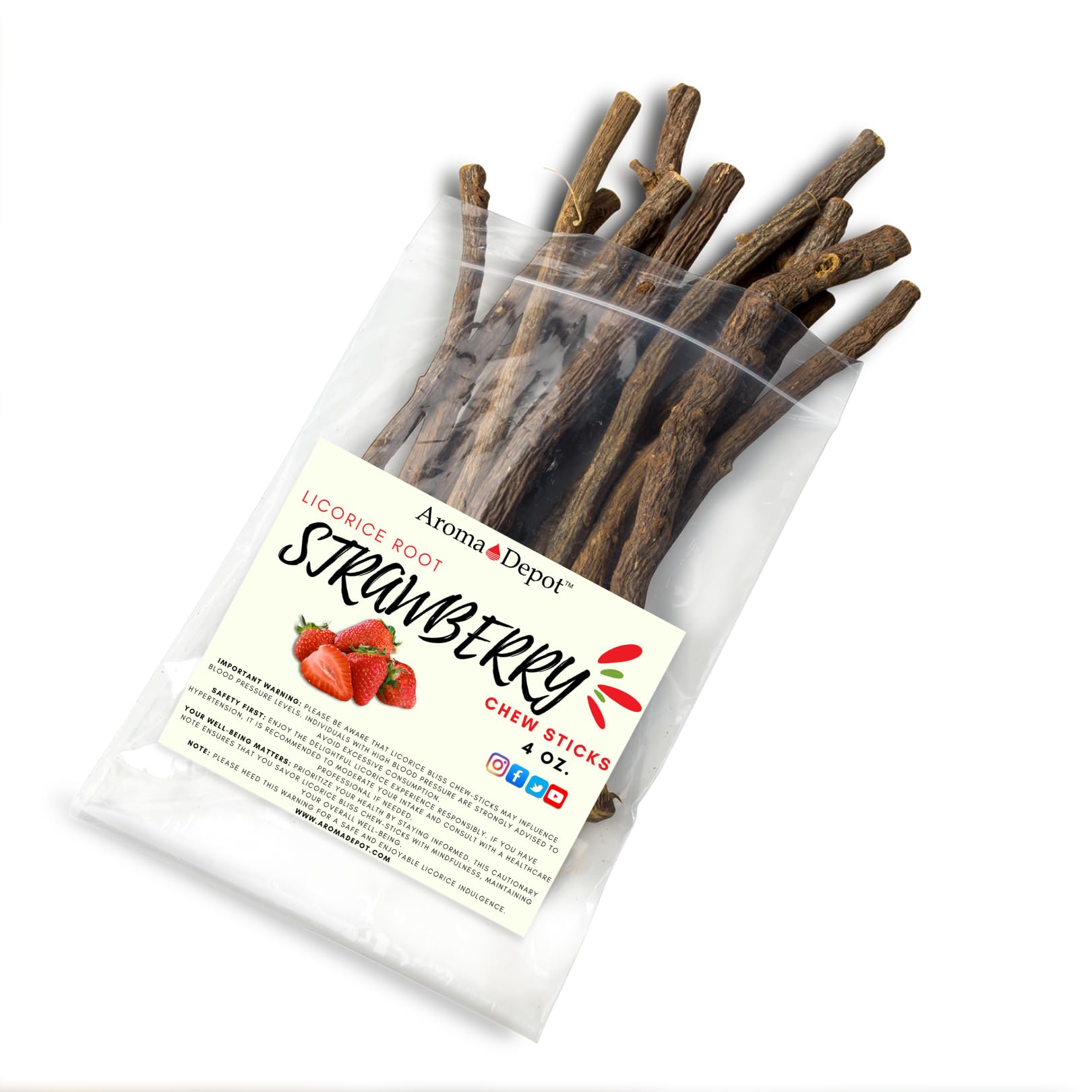 Aroma Depot strawberry licorice chew stick for a refreshing taste.
