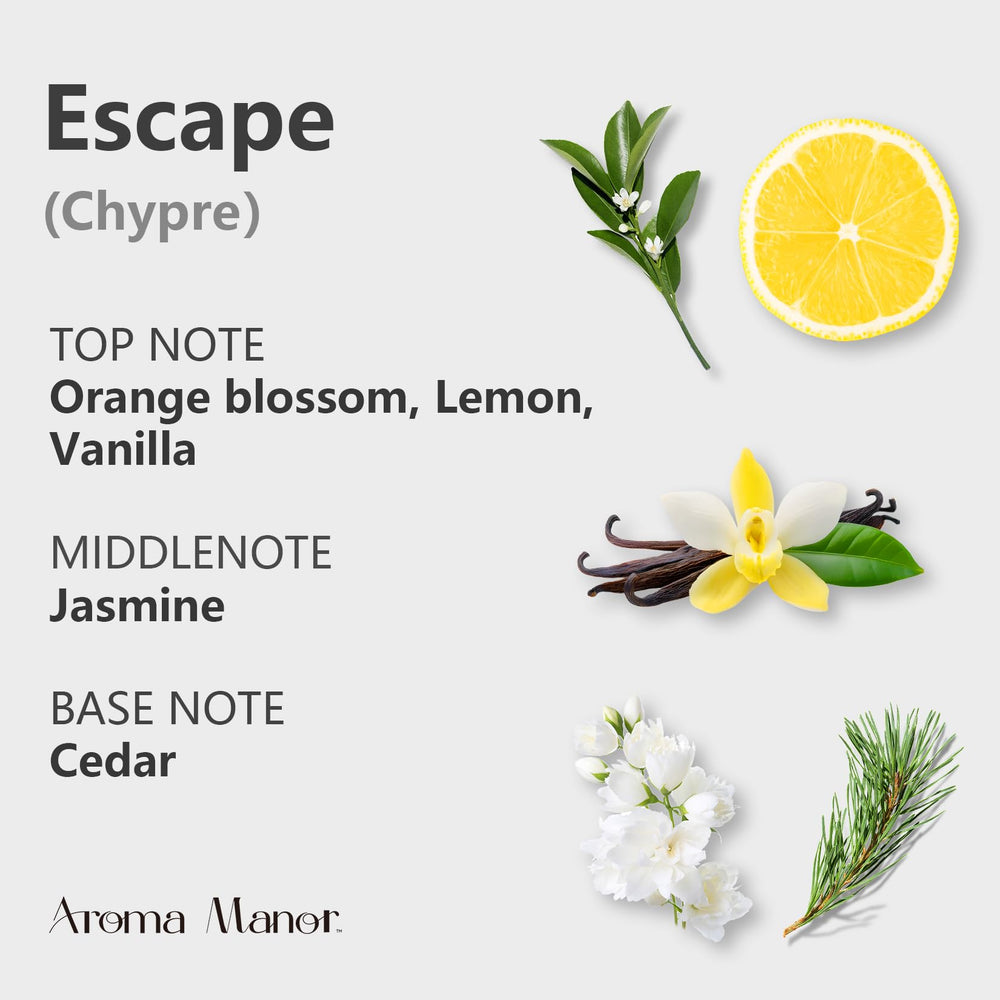 Aroma Manor Escape jasmine-note close-up for floral depth in any room.