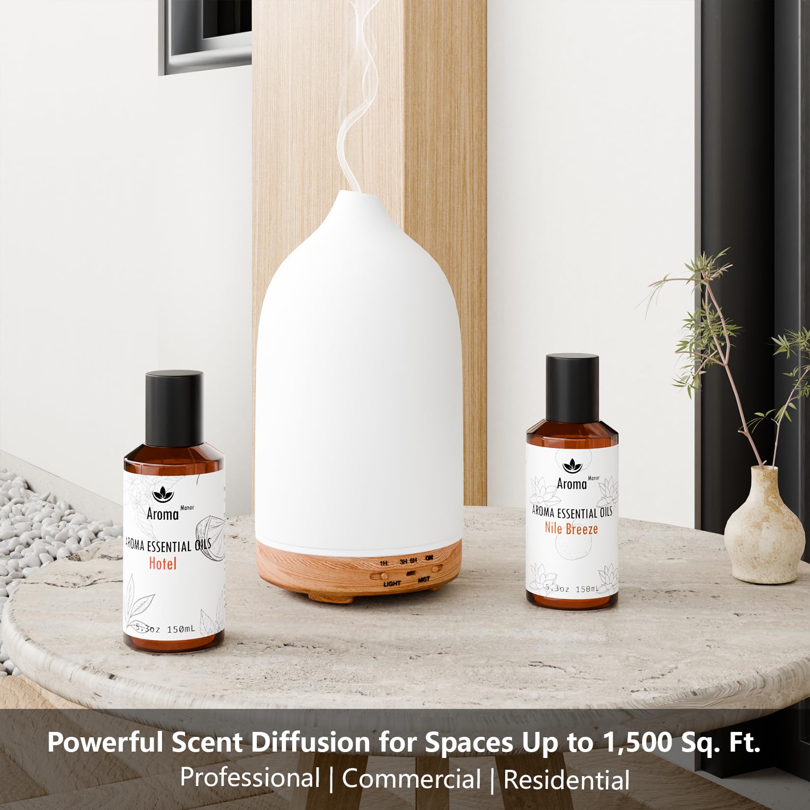 Aroma Manor Horizon Blaze diffuser in room creates a refined, welcoming atmosphere.