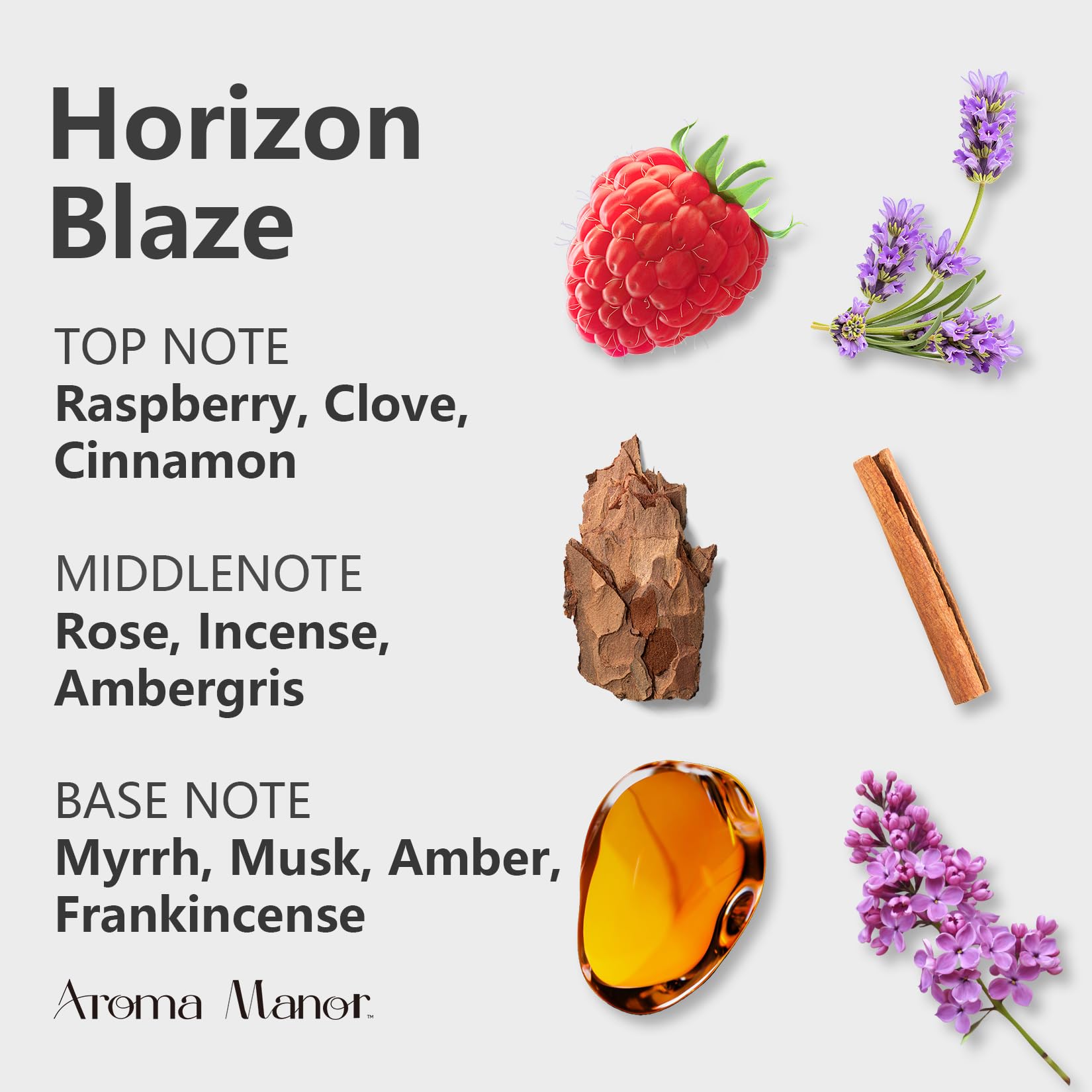 Aroma Manor Horizon Blaze oil pour captures vivid notes to set the mood.