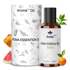 Aroma Manor Hotel Diffuser Oil bottle pour highlights Clementine and Santal notes for a fresh living room ambiance.