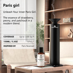 Aroma Manor Paris Girl label closeup highlights premium fragrance quality.
