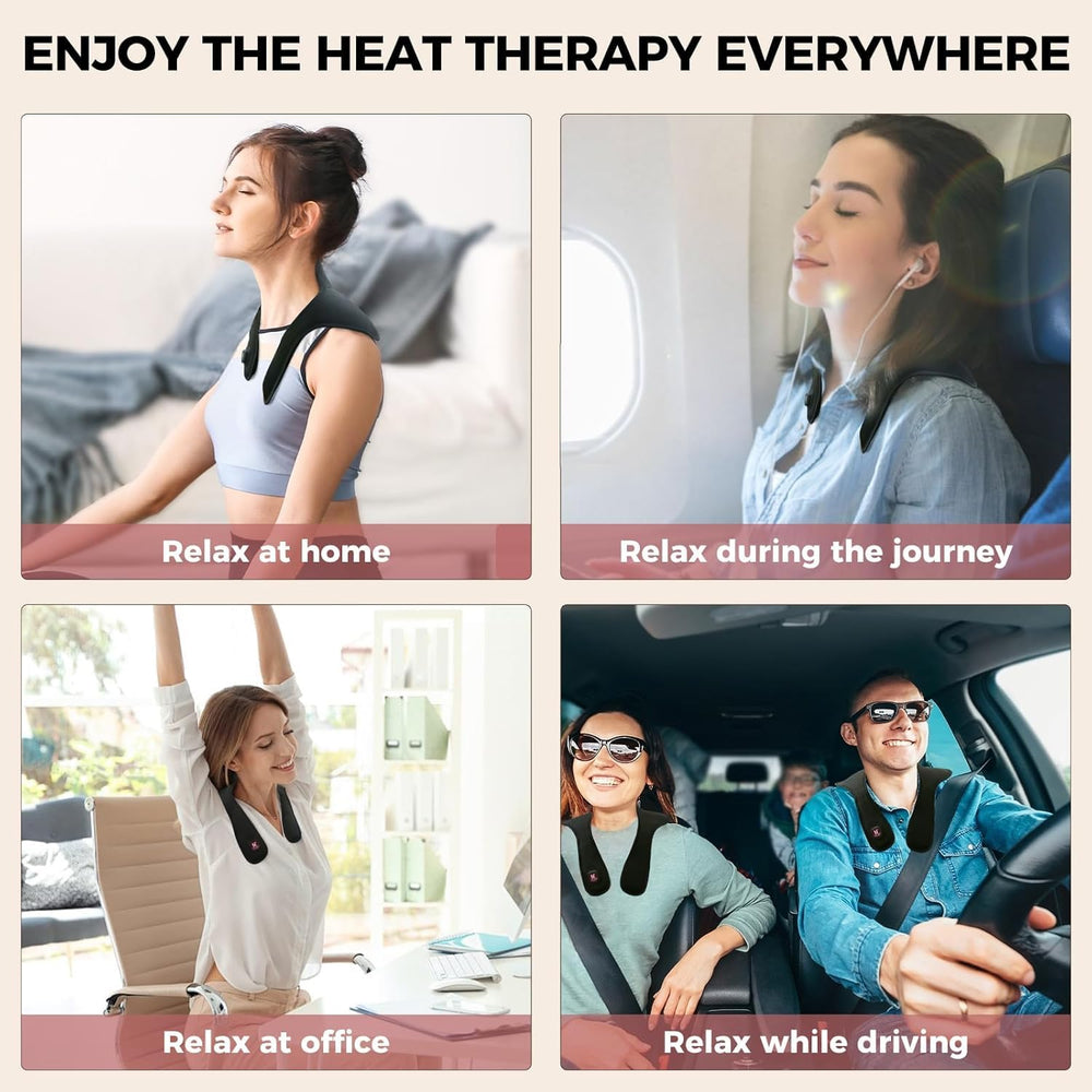 Aroma Season black heated neck wrap with sleek design.