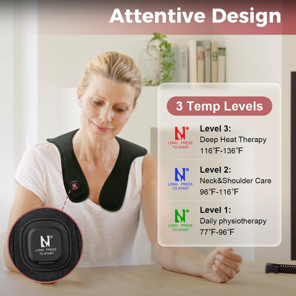Aroma Season neck wrap with 30-minute auto-off for safe use.