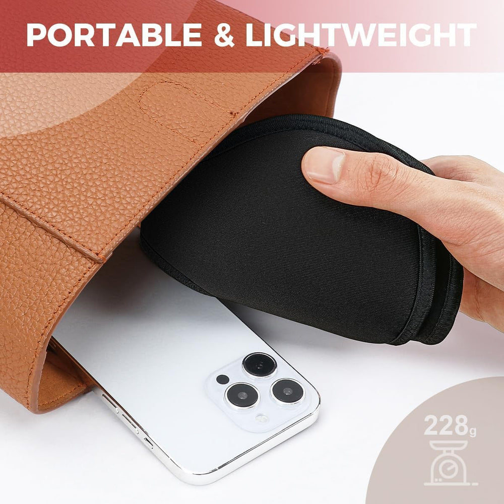Aroma Season neck wrap shown as portable and lightweight for trips.