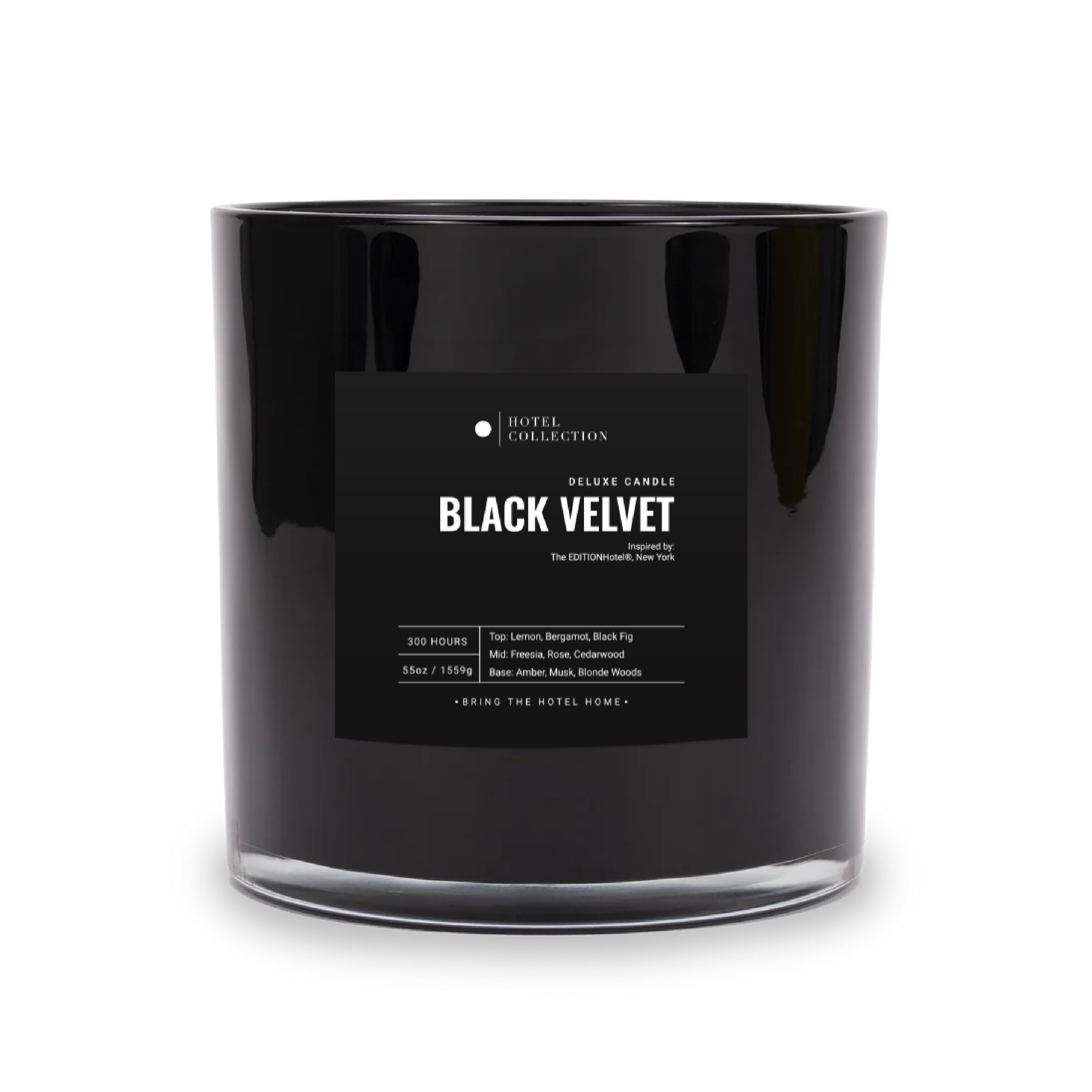 Aroma360 Black Velvet Candle 55oz close-up highlighting premium size for lasting ambiance.