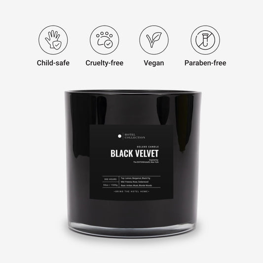 Aroma360 Black Velvet Candle lit with multi-wick burn for even fragrance release.