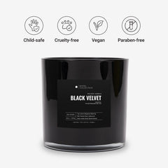 Aroma360 Black Velvet Candle lit with multi-wick burn for even fragrance release.