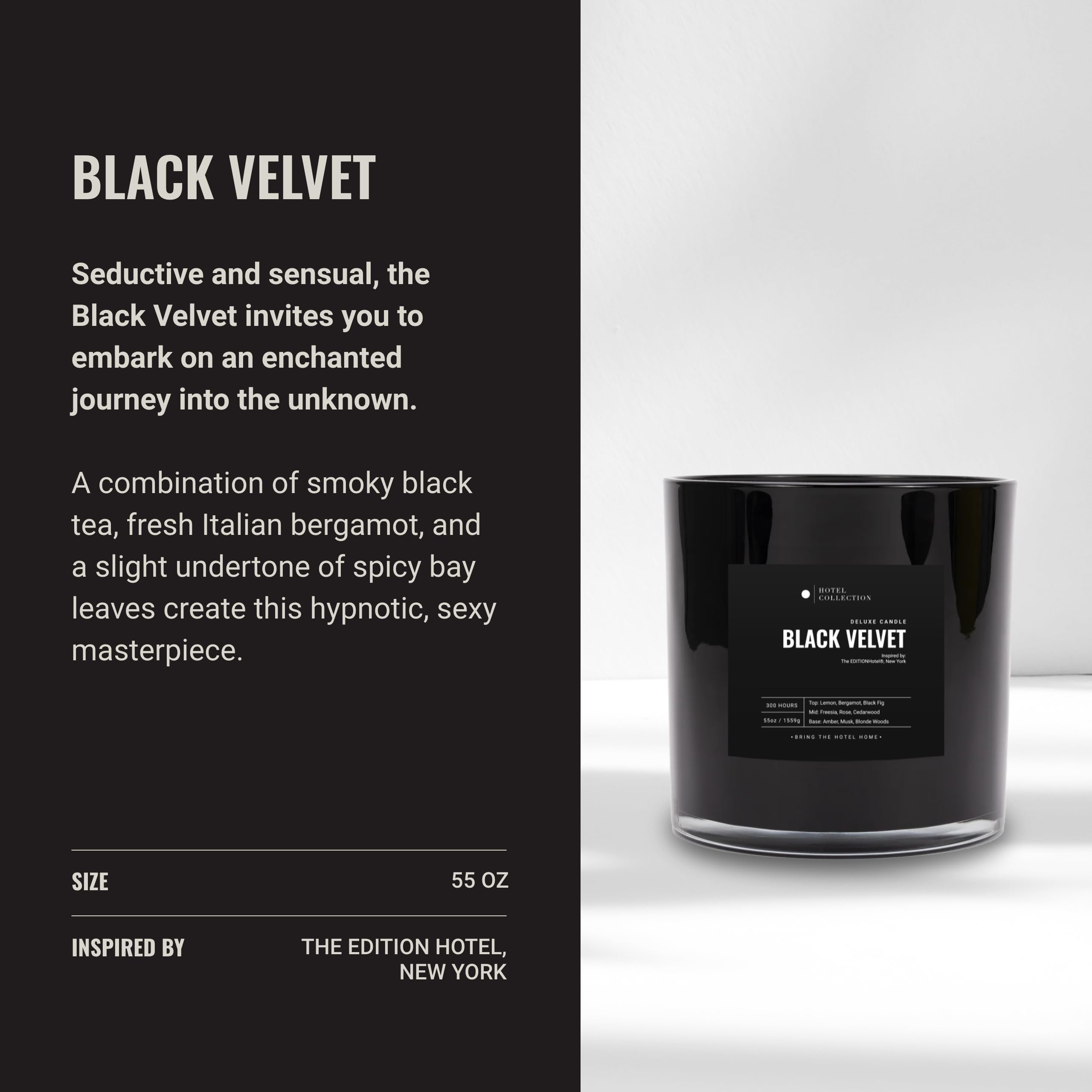Aroma360 Black Velvet Candle top notes of lemon and bergamot near the wick.
