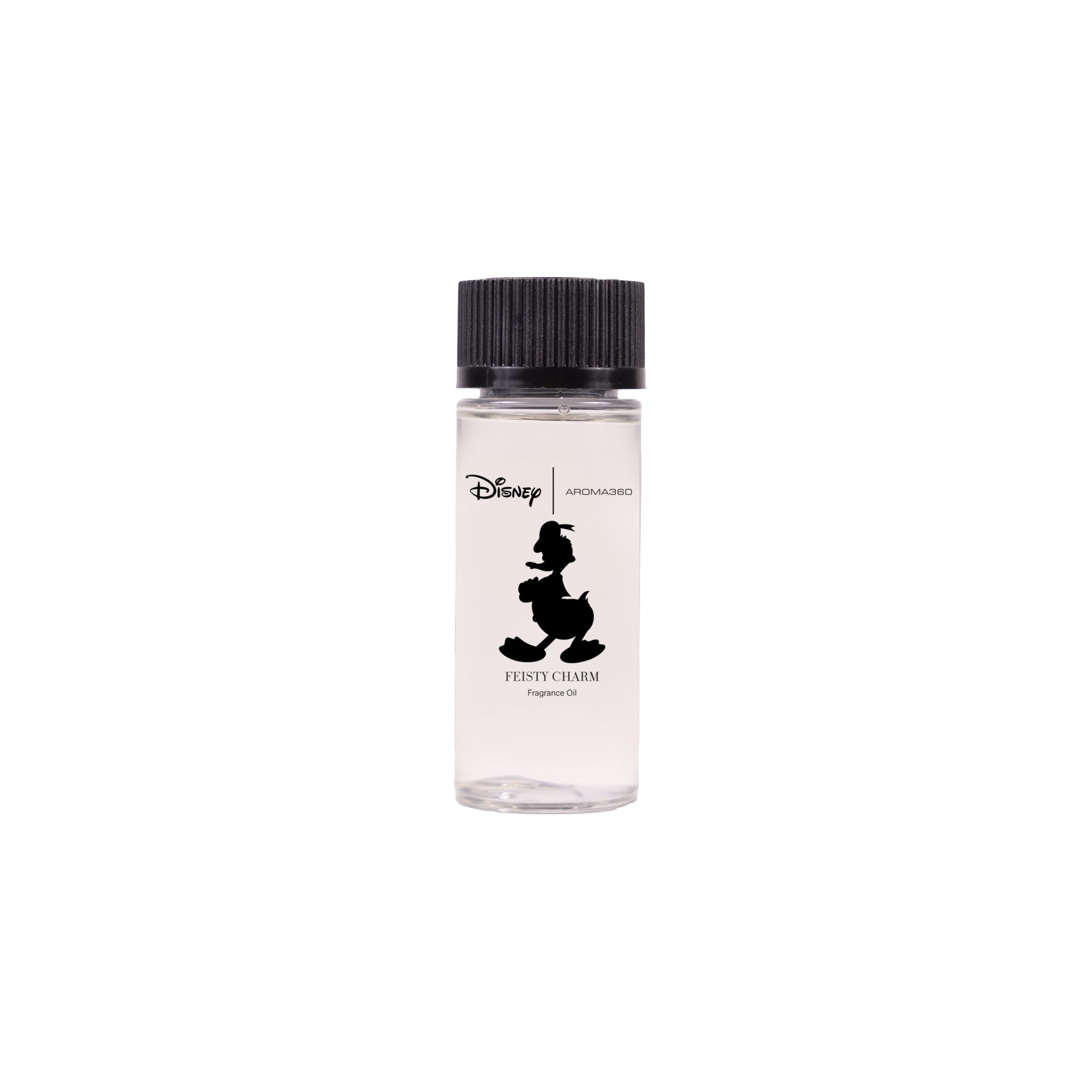 Aroma360 Disney Feisty Charm oil blend bottle for long-lasting home fragrance.