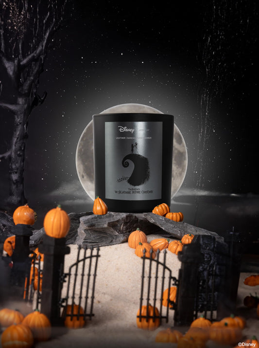 Aroma360 Disney My Way candle with Nightmare Before Christmas design for seasonal mood and elegant decor.